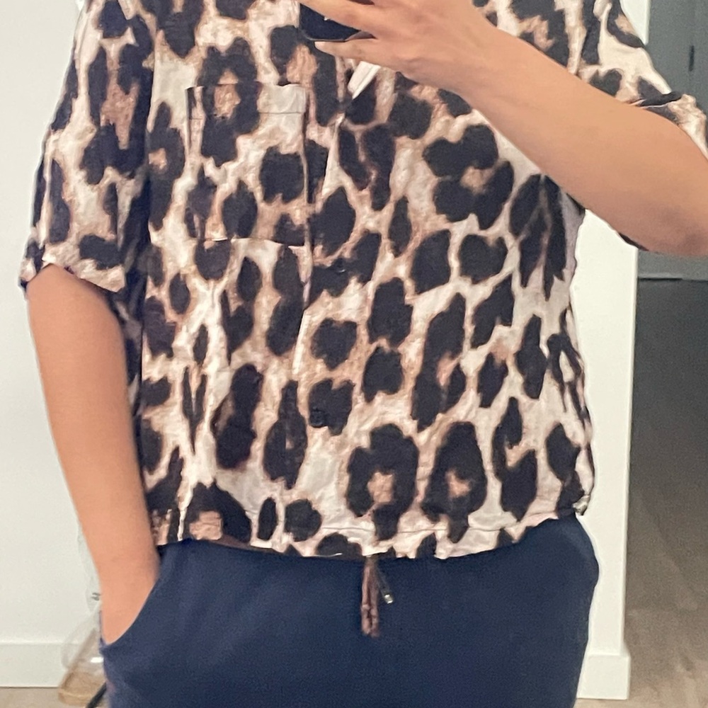 H&M Leopard Print Button-Down Shirt - Brown & Black
